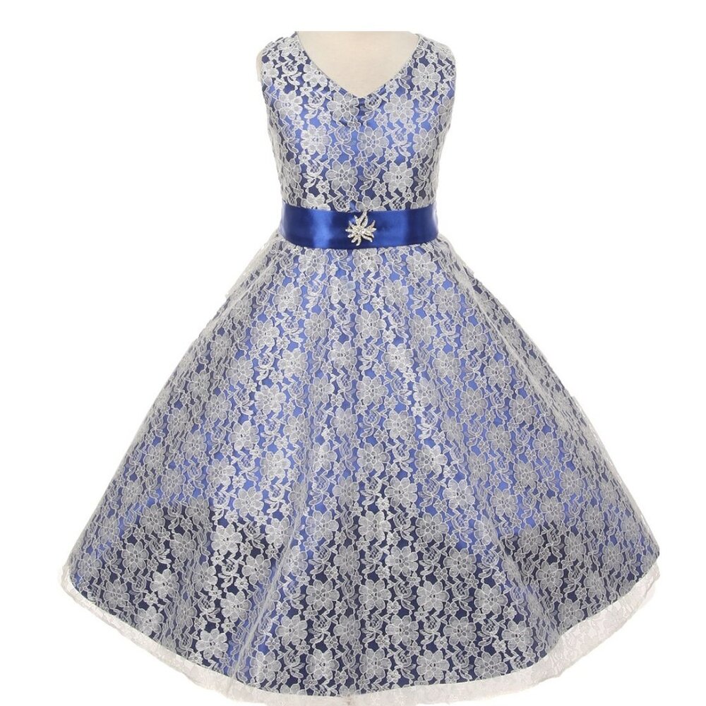 Lace All Over Bridal Satin Brooch Little Girl Special Occasion Dresses Royal